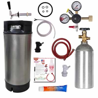 Complete Fridge Homebrew Kegging Kit | Includes Used Ball Lock Keg, 5# CO2 Cylinder, & Lots More! (Alternate View 2)