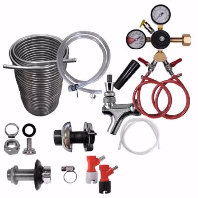 Two Faucet Homebrew Pin Lock Jockey Box Kit with 70' Stainless Steel Coils - DIY Setup / Two Faucet Homebrew Pin Lock Jockey Box Kit, 70' C