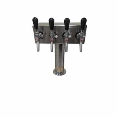 Four Faucet T Tower with 4 CMB SS Flow Control V10 Faucet and Shanks / Four Faucet T Tower with 4 CMB SS Flow Control V10