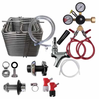 DIY Two Faucet Homebrew Pin Lock Jockey Box Kit with 120' Stainless Steel Coils / Two Faucet Homebrew Pin Lock Jockey Box Kit, 120'