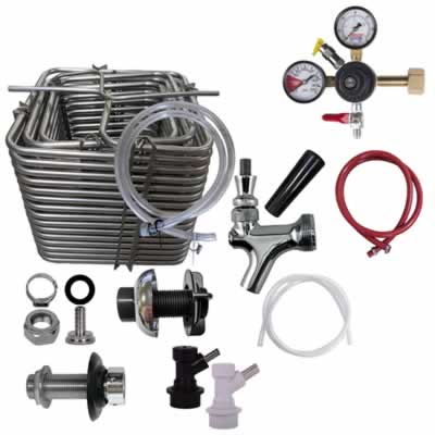 One Faucet Homebrew Ball Lock Jockey Box Kit with 120' Stainless Steel Coil - DIY Setup / One Faucet Homebrew Ball Lock Jockey Box Kit, 120'