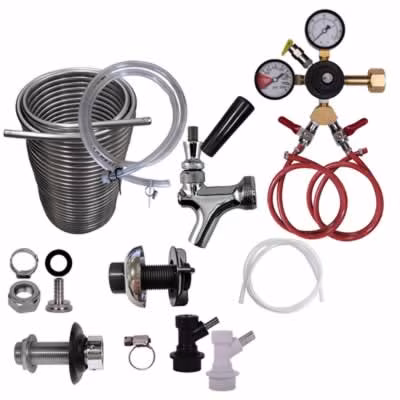 DIY Two Faucet Homebrew Jockey Box Kit with 70' Stainless Steel Coils and Ball Lock Connections / Two Faucet Homebrew Ball Lock Jockey Box Kit, 70'