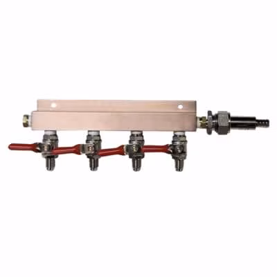 GovReg®  Controlled Four Way Air Distributor/Manifold with 1/4" MFL Check Valves / GovReg®  Controlled Four Way Air Distributor/Manif