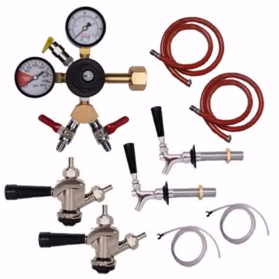 2-Tap Kegerator Conversion Kit with Dual Gauge Regulator / Kegerator Conversion Kit - 2 Taps