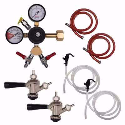 2-Faucet Party Keg Kit with Dual Gauge Regulator / Party Keg Kit - 2 Faucet - Dual Gauge Regulator